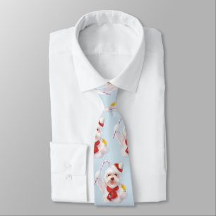 Weihnachtshund mit Candy Cane Krawatte
