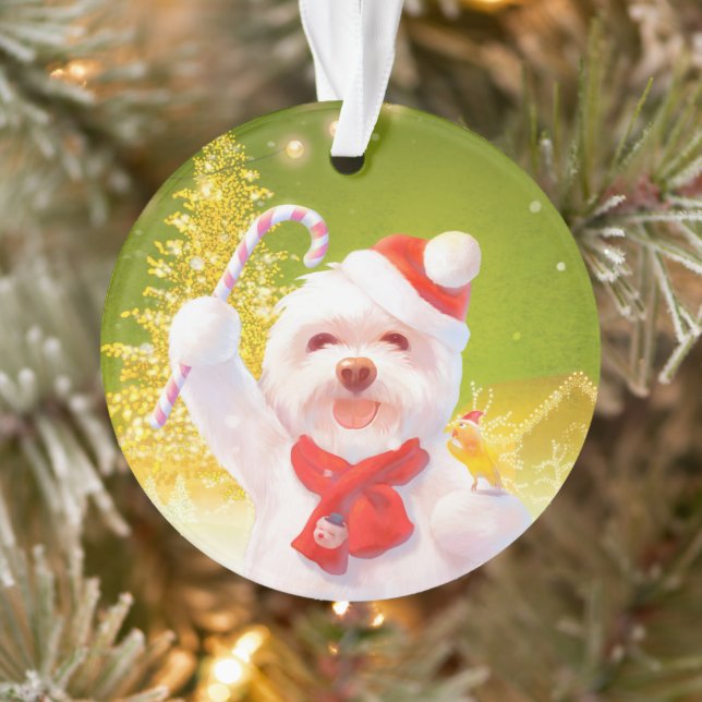 Weihnachtshund mit Candy Cane Ornament (Baum)