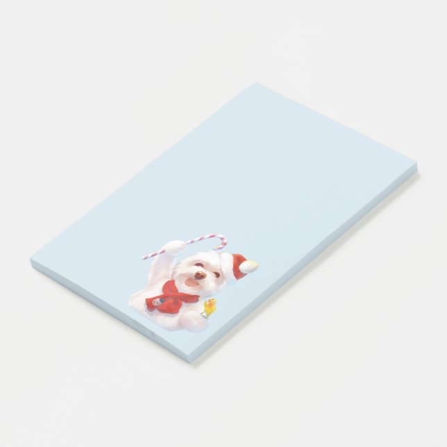 Weihnachtshund mit Candy Cane Post-it Klebezettel (angewinkelt)