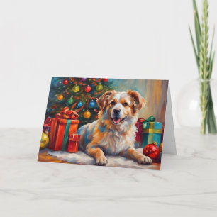 Weihnachtshund mit Geschenken Feiertagskarte