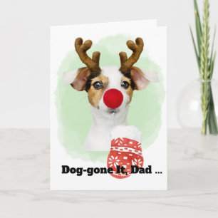 Weihnachtshund mit Geweih für Vaters Weihnachtskar Feiertagskarte