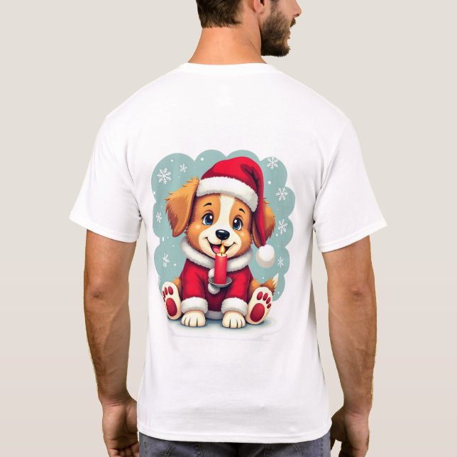 Weihnachtshund mit Kerzendesign! T-Shirt (Rückseite)