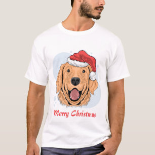 Weihnachtshund mit Weihnachtsmannmütze T-Shirt
