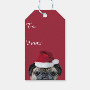 Weihnachtshund Mops Geschenkanhänger