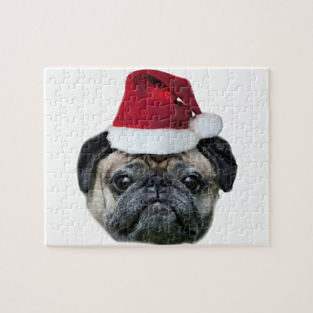 Weihnachtshund Mops Puzzle (Horizontal)