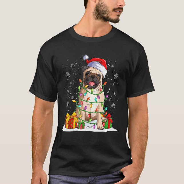 Weihnachtshund Pullover Weihnachten Mops Schlafanz (Vorderseite)
