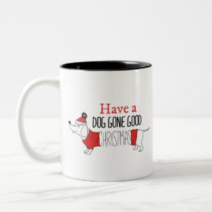 Weihnachtshund Puns Santa Dogs Hund Gone Good Chri Zweifarbige Tasse
