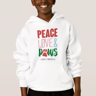 Weihnachtshund Puns Santa Dogs Peace Liebe und Paw Hoodie