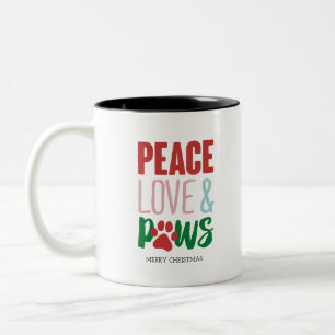 Weihnachtshund Puns Santa Dogs Peace Liebe und Paw Zweifarbige Tasse