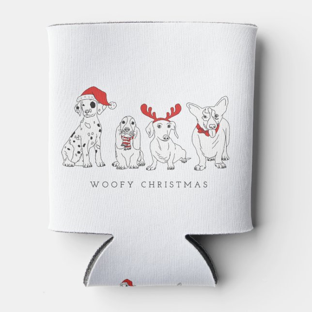 Weihnachtshund Puns Santa Dogs Woofy Weihnachten Dosenkühler (Vorderseite)