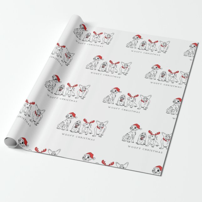 Weihnachtshund Puns Santa Dogs Woofy Weihnachten Geschenkpapier (Ungerollt)