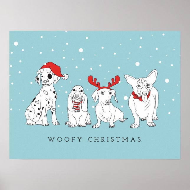 Weihnachtshund Puns Santa Dogs Woofy Weihnachten Poster (Vorne)