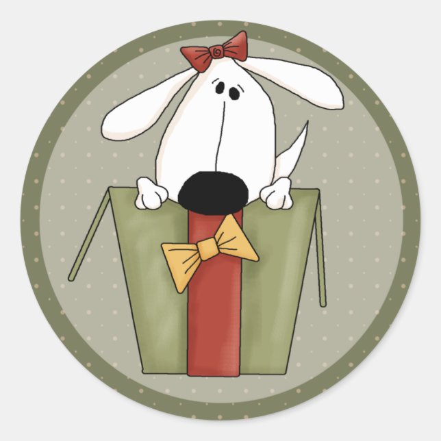Weihnachtshund Runder Aufkleber (Vorderseite)