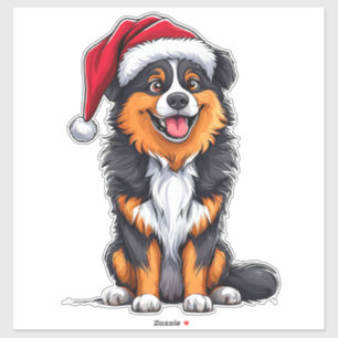 Weihnachtshund Santa Hut Feiertag Niedliche Hausti Aufkleber
