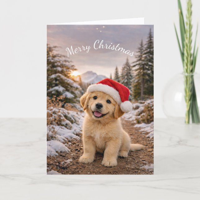 Weihnachtshund Santa Mütze Trail Karte (Vorderseite)