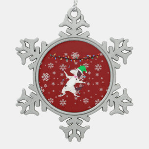 Weihnachtshund Schneeflocken Zinn-Ornament