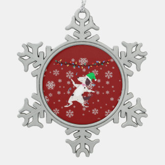 Weihnachtshund Schneeflocken Zinn-Ornament