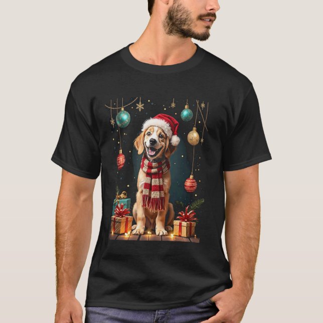 Weihnachtshund T-Shirt (Vorderseite)