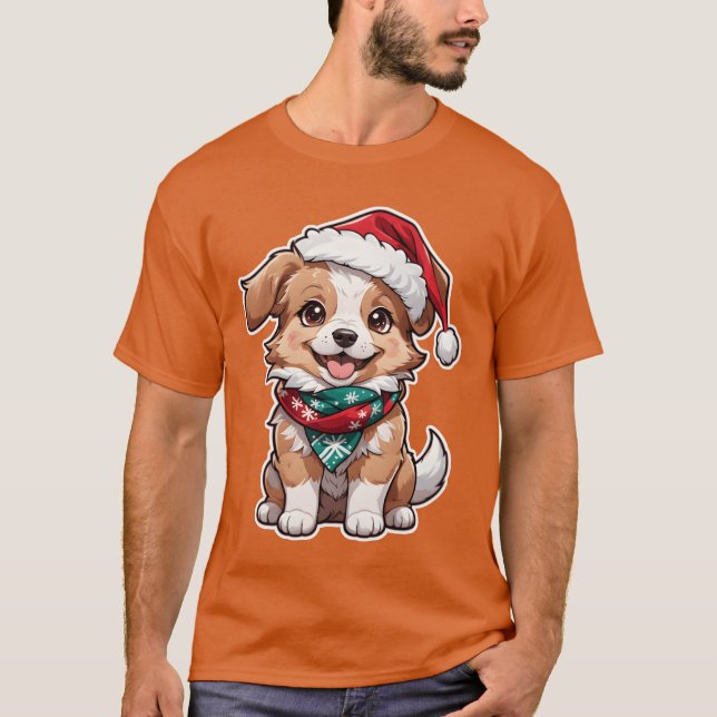 Weihnachtshund T-Shirt (Vorderseite)