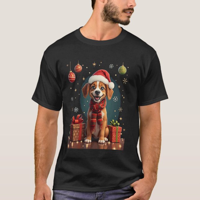 Weihnachtshund T-Shirt (Vorderseite)