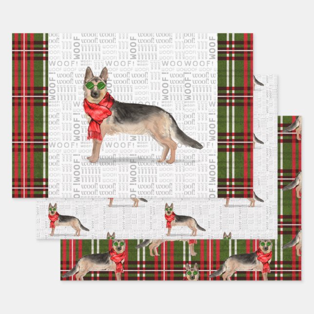 Weihnachtshund und Kariert Geschenkpapier Set (Set)