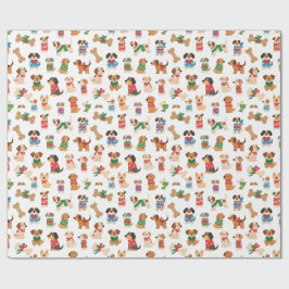 Weihnachtshund und Knochen Farbige Weihnachtsgesch Geschenkpapier