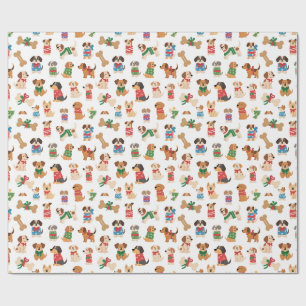 Weihnachtshund und Knochen Farbige Weihnachtsgesch Geschenkpapier
