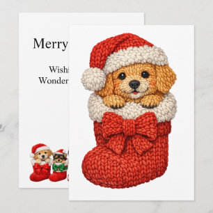 Weihnachtshund Winter gestrickt Feiertagskarte