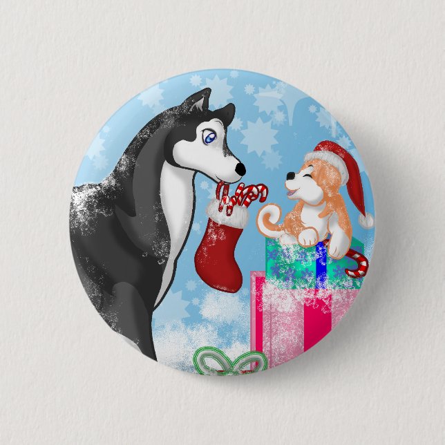 Weihnachtshündchen! Button (Vorderseite)