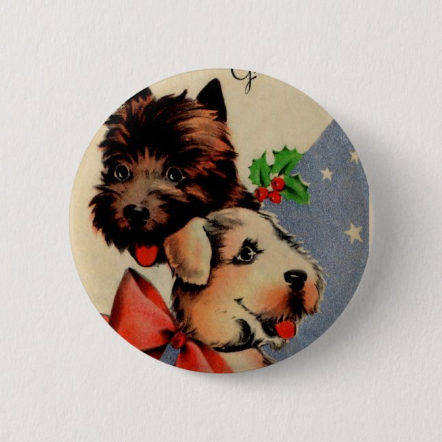 Weihnachtshündchen Button (Vorderseite)