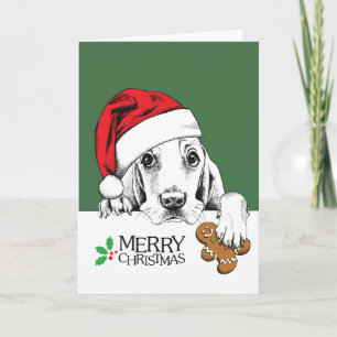 Weihnachtshunde Basset Hound Feiertagskarte