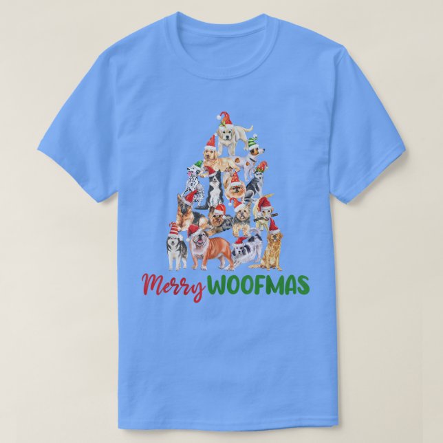 Weihnachtshunde Bäume Merry Woofmas Niedlich Funny T-Shirt (Design vorne)