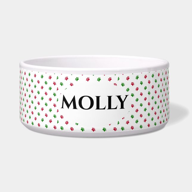 Weihnachtshunde Bowl Paw Prints Napf (Vorderseite)