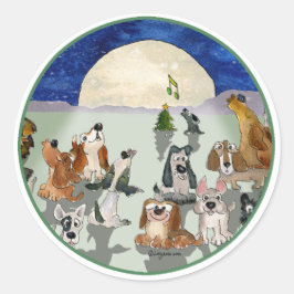 Weihnachtshunde Cartoon Green Ring Umschlag Aufkle Runder Aufkleber