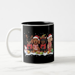 Weihnachtshunde Dachshund Liebhaber Hundemama  Zweifarbige Tasse