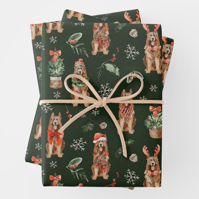 Weihnachtshunde der deutschen Schäferhunde mit Aqu Geschenkpapier Set (Beispiel)