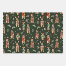 Weihnachtshunde der deutschen Schäferhunde mit Aqu Geschenkpapier Set