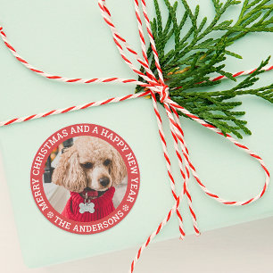 Weihnachtshunde Foto Klassischer Rundaufkleber Runder Aufkleber