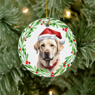 Weihnachtshunde Gelbe Labrador Labrador Retriever  Keramik Ornament