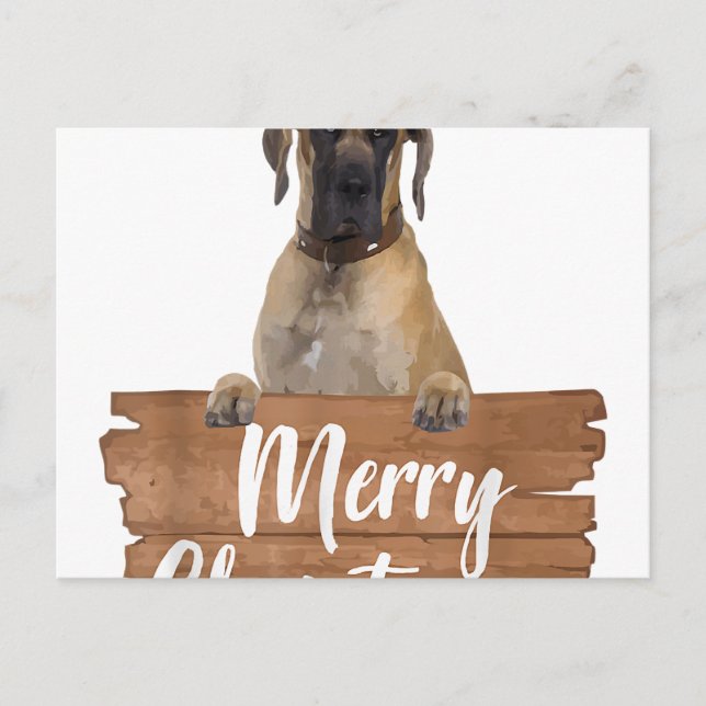 Weihnachtshunde Geschenk Great Dane Weihnachtsmann Ankündigungspostkarte (Vorderseite)