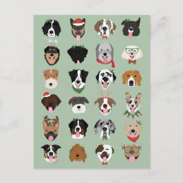 Weihnachtshunde-Gesichtsmuster Postkarte