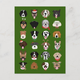 Weihnachtshunde-Gesichtsmuster Postkarte