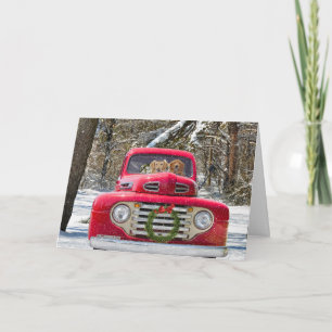 Weihnachtshunde im alten LKW Feiertagskarte