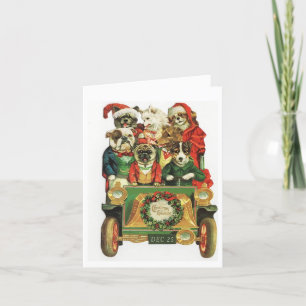 Weihnachtshunde im Auto Feiertagskarte