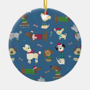 Weihnachtshunde im Cartoon-Stil Keramik Ornament
