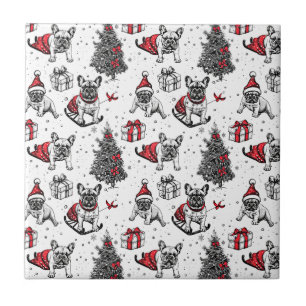 Weihnachtshunde im Kunstbuchstil Fliese