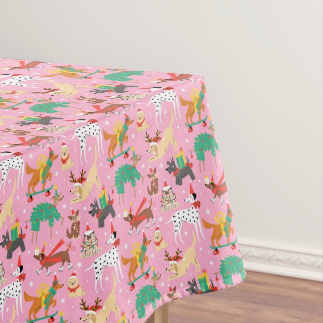 Weihnachtshunde im Outfits Muster Tischdecke (Beispiel)