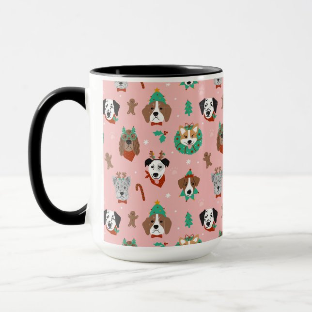 Weihnachtshunde im Weihnachtsaccessoires Muster Tasse (Links)