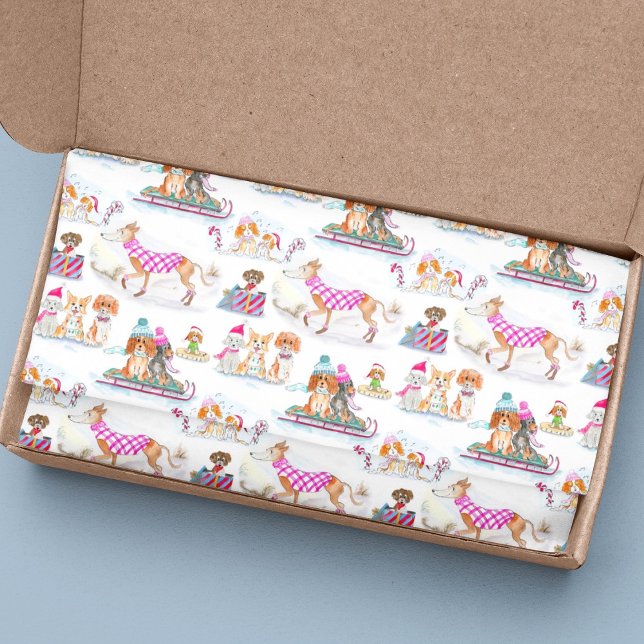 Weihnachtshunde in Aquarellen Seidenpapier (A cute Christmas tissue paper for dog lovers!)