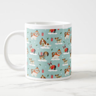 Weihnachtshunde in Cosy Scarves Muster Jumbo-Tasse